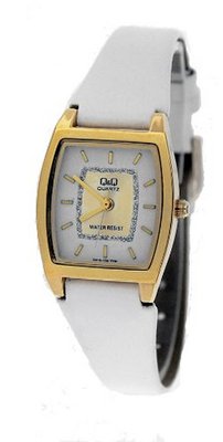 Q&Q White Elegant Leather Band #Q313-100Y