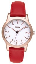 Rakani ISH 32mm Rose Gold with Red Leather Band