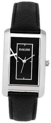 Rakani Right Around The Corner 46mm Black Rectangle with Black Leather Band