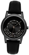 Rakani Stuck In Traffic 32mm Swarovski Crystals with Black Steel Case and Leather Band