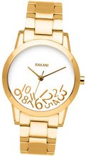 Rakani What Time? 32mm Gold on White with Gold Steel Band