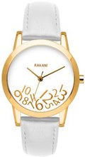 Rakani What Time? 32mm Gold on White with White Leather Band