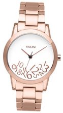 Rakani What Time? 32mm Rose Gold on White with Rose Gold Steel Band