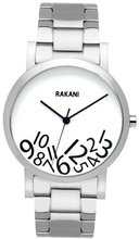 Rakani What Time? 40mm Black on White with Stainless Steel Band