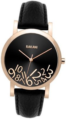 Rakani What Time? 40mm Rose Gold on Black with Black Leather Band