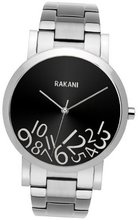 Rakani What Time? 40mm Silver on Black with Stainless Steel Band