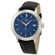 Raymond Weil Maestro Blue Dial Stainless Steel Black Leather Automatic 2837-STC-50001