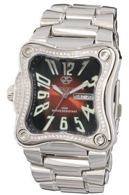 REACTOR Midsize 92011 Flux Diamond Dark Red Dial Stainless Steel