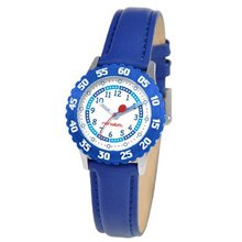 Red Balloon Kids' W000177 Blue Leather Strap Stainless Steel Time Teacher