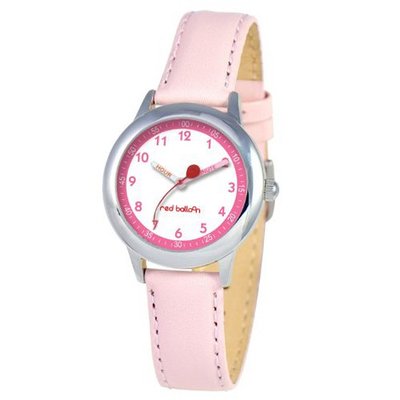 Red Balloon Kids' W000196 Pink Leather Strap Stainless Steel Time Teacher