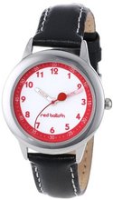 Red Balloon Kids' W000197 Black Leather Strap Stainless Steel Time Teacher