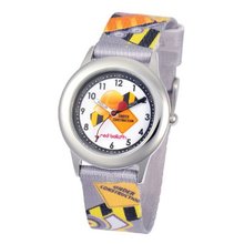 Red Balloon Kids' W000329 Construction Site Stainless Steel Time Teacher Printed Strap