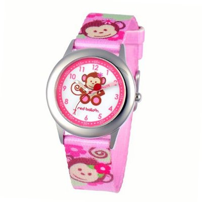 Red Balloon Kids' W000336 Pretty Girl Monkey Stainless Steel Time Teacher Printed Strap