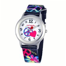 Red Balloon Kids' W000340 Peace Love and Happiness Tween Stainless Steel Printed Strap
