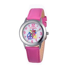 Red Balloon Kids' W000342 Peace Love and Happiness Tween Stainless Steel Peach Leather Strap