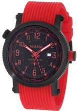 red line 18003-BB-01RD Compressor Black Dial World Time Red Silicone