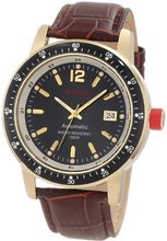 red line RL-50013-YG-01-BR Meter Automatic Black Dial Brown Leather