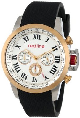red line RL-60051 Chronograph Silver Dial Black Textured Silicone