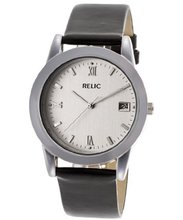 Relic Black Leather Band Silver Dial PR6072