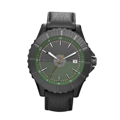 Relic by Fossil Avondale Green Dial Black Leather ZR11992