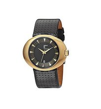 Replay Gents Black Dial Gold Plated Case Black Patterned Leather Strap