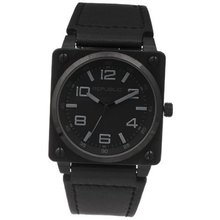 Republic Stainless Steel All Black Leather Strap Aviation