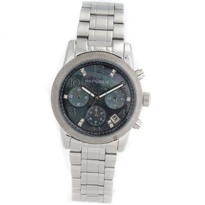 Republic Stainless Steel Glitz Mother-of-Pearl Chronograph