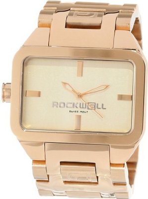 Rockwell Time Unisex DT110 Duel Time Gold Plated Stainless Steel Band with Gold Dial