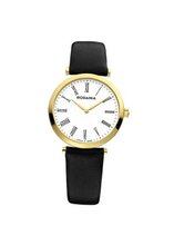 Rodania Swiss Elios Quartz with White Dial Analogue Display and Black Leather Strap RS2505738
