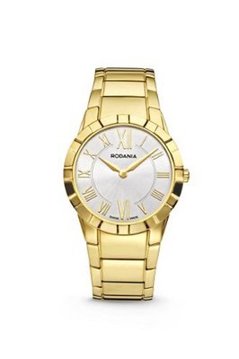 Rodania Swiss Salina Quartz with Silver Dial Analogue Display and Gold Stainless Steel Gold Plated Bracelet RS2507962