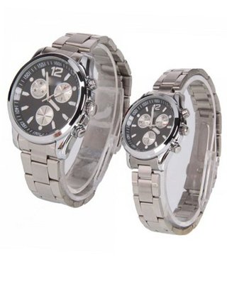 RoKo A Pair of Stainless Steel Black Round Dial Wrist Couple es