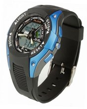 RoKo Fashion Dual Time Waterproof PU Band Sport Diving Wrist Blue