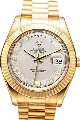 Rolex Day-Date II President Yellow Gold , White Arabic Dial
