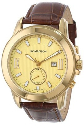 Romanson TL0381MM1GA51G Modern Swiss Quartz Date Function Dual Time Luminous Hands and Markers