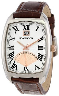 Romanson TL0394MM1JAS6R Classic Precision Quartz Date and Retrograde Dual Time Zone 24 Hour GMT Function