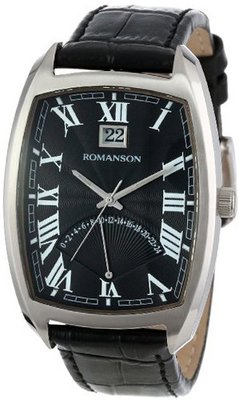 Romanson TL0394MM1WA32W Classic Precision Quartz Date and Retrograde Dual Time Zone 24 Hour GMT Function