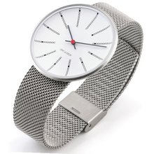 Rosendahl Arne Jacobsen Bankers Unisex Quartz with White Dial Analogue Display and Silver Stainless Steel Strap 43423