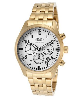 Aquaspeed Chronograph White Dial Gold Tone Ion Plated Stainless Steel
