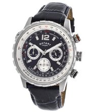 Chronograph Black Textured Dial Blue Genuine Leather