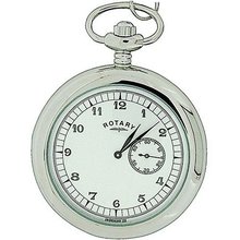 Rotary Gents Silver Tone Metal Pocket Sub-Dial On 12 Inch Chain MP00730/18