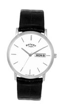 Rotary Quartz with White Dial Analogue Display and Black Leather Strap GS02622/06/DD