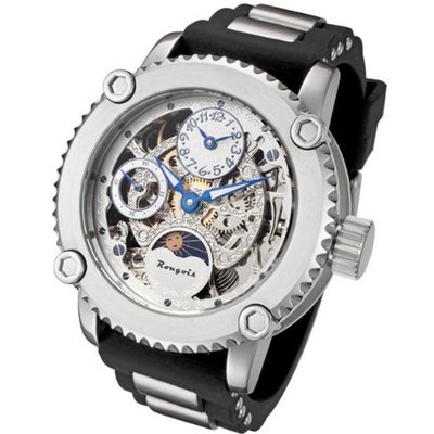 Rougois Skeleton Two Time Zone Mechanical Silver Dial