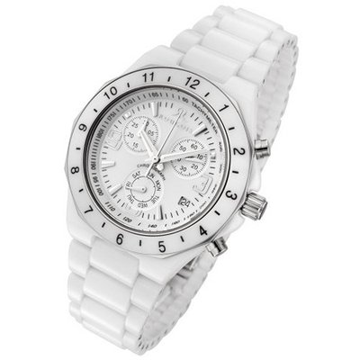 Rougois White Ceramic Ladies Chronograph