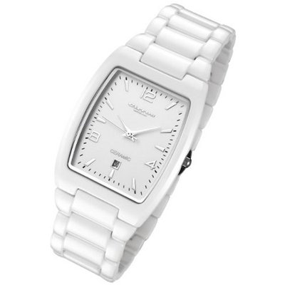 uRougois Cirros Luxury Unisex White Ceramic with Date Model 2296GW-MD 