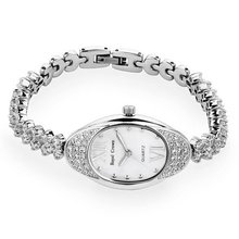 Bracelet Style Cubic Zirconia Oval Mother of Pearl Dial Stainless Steel