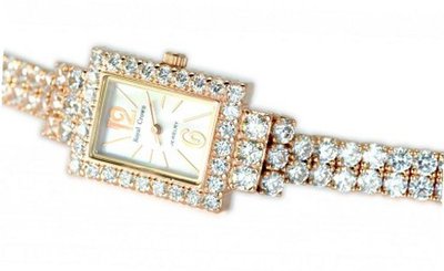 Royal Crown 3584RG Diamond Rectangle Dial Rose-golden Stainless Steel Wrist