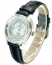 Royal Crown 3638 Jewelry Waterproof Round Dial Black Leather Strap
