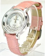 Royal Crown 3638 Jewelry Waterproof Smaller Pink Round Dial Leather Band