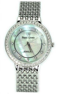 Royal Crown 3650 Jewelry Diamond White Round Dial Stainless Steel