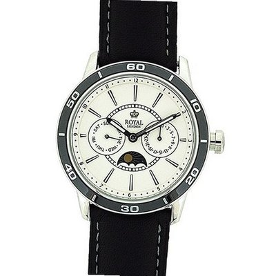 Royal London Gents Date 24 Hour Sun & Moon Phase Leather Strap 41124-02